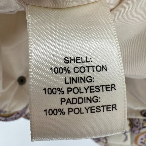 Rachel Zoe Paisley Quilted Jacket Size XL Floral Button Up Pockets Cream Purple - Picture 6 of 9